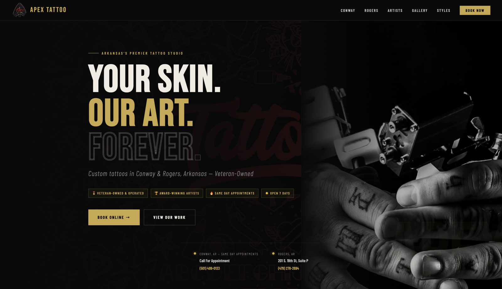 Apex Tattoo Studio website built by ServiceBuilt Digital
